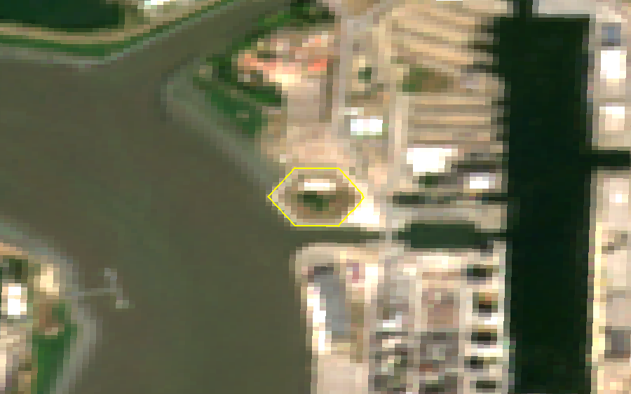Droogdokkenpark before the works, Sentinel-2 summer composite 2017–⁠2019