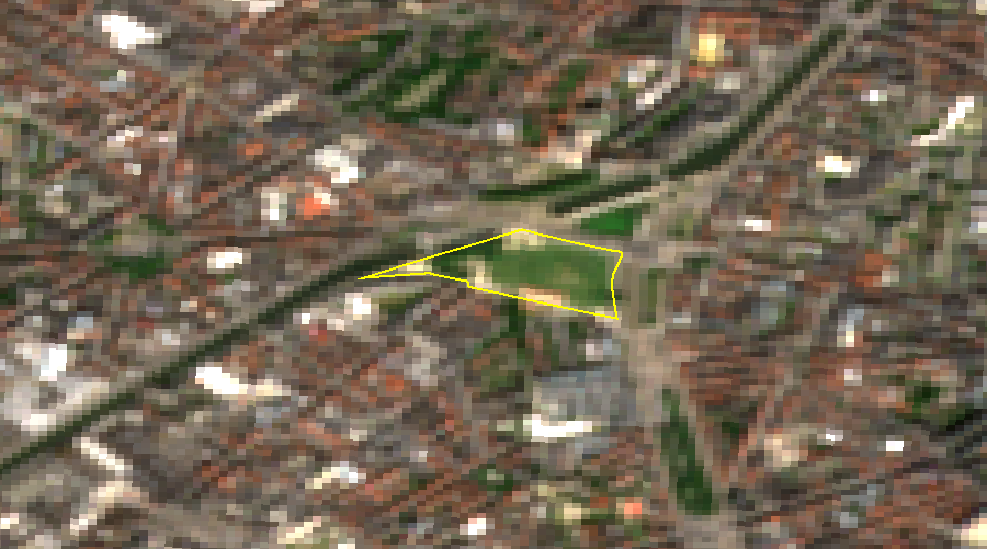 Porte de Ninove after the works, Sentinel-2 summer composite 2021–⁠2024