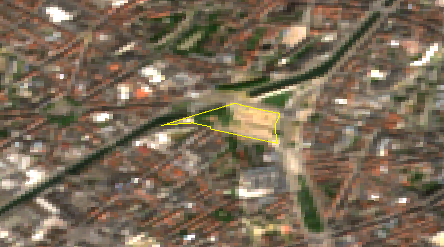Porte de Ninove before the works, Sentinel-2 summer composite 2017–⁠2019
